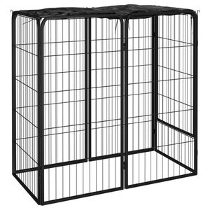 vidaXL koera m&auml;nguaedik 6 paneeli must 50x100 cm, pulberv&auml;rvitud teras