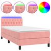 vidaXL kontinentaalvoodi madrats, LED, roosa, 100x200 cm, samet