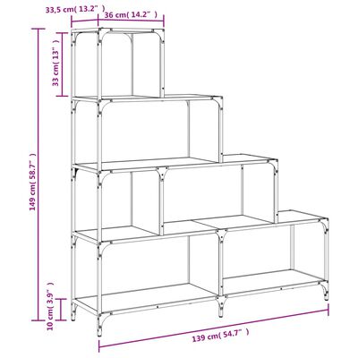 vidaXL raamaturiiul 4-korruseline, must, 139x33,5x149 cm, tehispuit