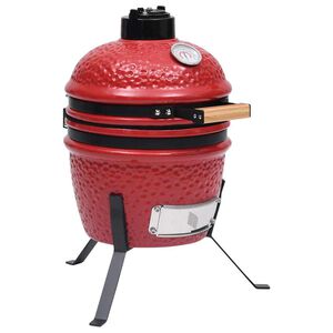vidaXL kaks &uuml;hes Kamado grill-suitsuahi, keraamiline, 56 cm, punane