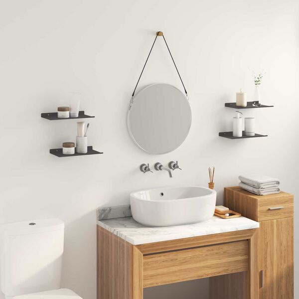 vidaXL Ujuv riiul Seinale kinnitatav 4 pcs Must 30 x 18 x 2,5 cm Teras