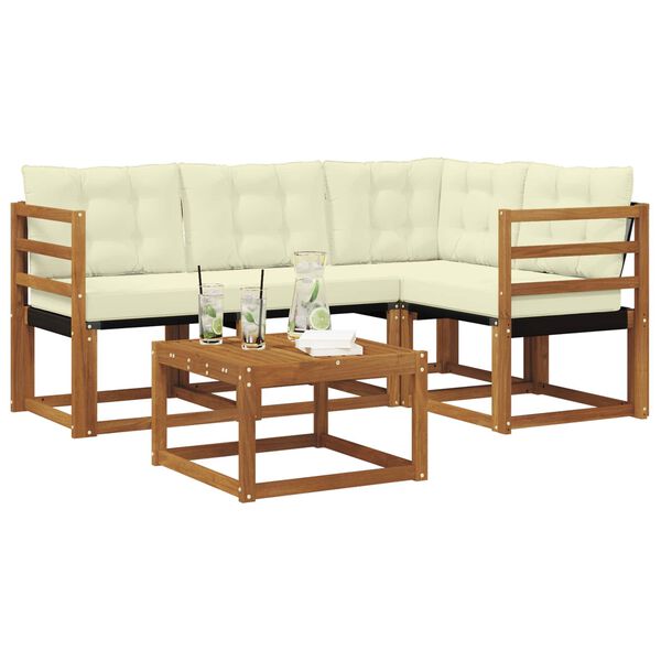 vidaXL V&auml;li diivanikomplekt padjaga 5 pcs Looduslik ja kreem