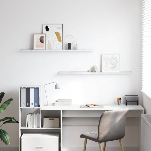 vidaXL Seinariiul riiuliga 2 pcs Valge Marmor 115 x 9 x 3 cm Tehispuit