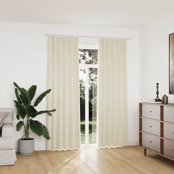 vidaXL pimendavad kardinad 2 tk konksud, samet, kreemjas, 140 x 225 cm