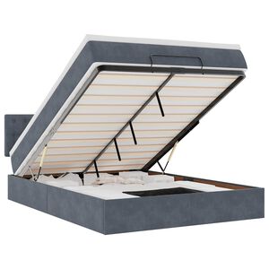 vidaXL ottomani voodi madratsiga ja LED, tumehall, 140x200cm, samet