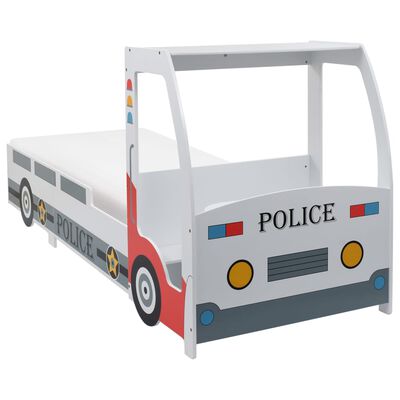 vidaXL politseiauto kujuga lastevoodi madratsiga, 90x200 cm, 7 tsooni
