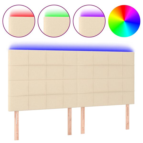 vidaXL LED-voodipeats, kreemjas, 160x5x118/128 cm, kangas