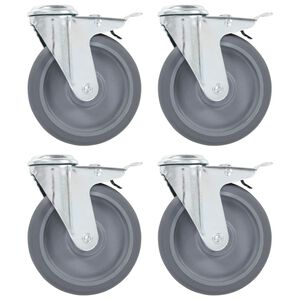 vidaXL poldiavaga p&ouml;&ouml;rlevad rattad topeltpiduritega 4 tk 125 mm