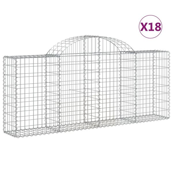 vidaXL kaarekujulised gabioonkorvid 18 tk, 200x30x80/100 cm, raud
