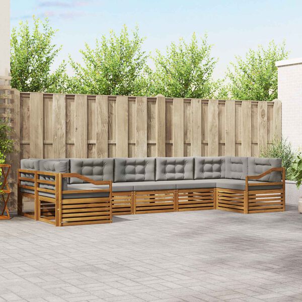 vidaXL Diivanikomplektid 7 pcs Looduslik ja Hele Hall Tugev akatsiapuu