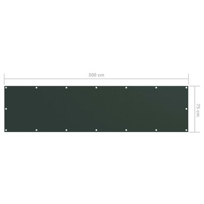 vidaXL rõdusirm, tumeroheline, 75 x 300 cm, oxford-kangas
