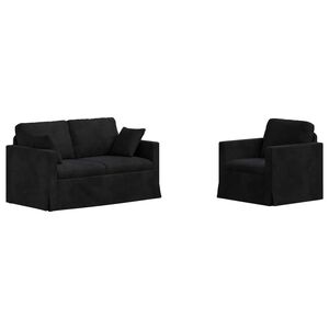 vidaXL Diivanikomplekt 2 pcs Must 138 x 78 x 80 cm Samet