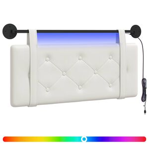 vidaXL Rippuv voodipeats LED-valgustusega Valge Kunstnahk
