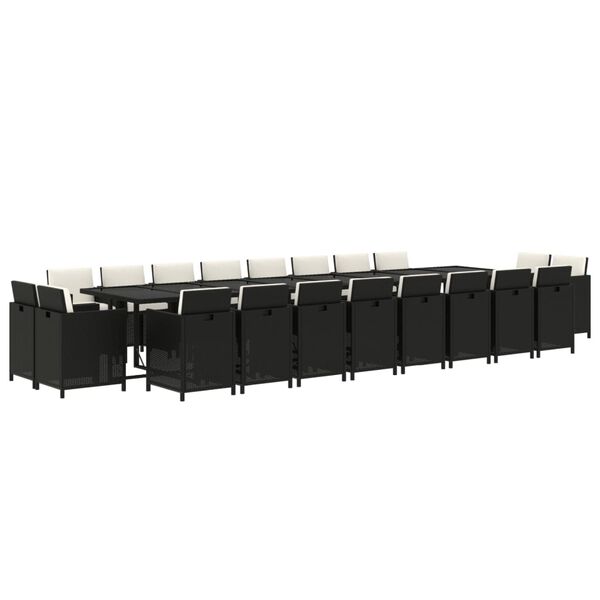 vidaXL 21-osaline aiam&ouml;&ouml;bli komplekt patjadega, must, pol&uuml;rotang