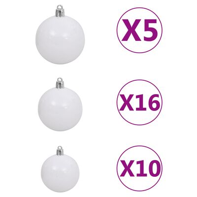 vidaXL 120-osaline jõulukuulide komplekt, 300 LEDi, valge ja hall