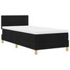 vidaXL LED Box Spring Voodi LED-ribadega peaga Must 90 x 200 cm kangas