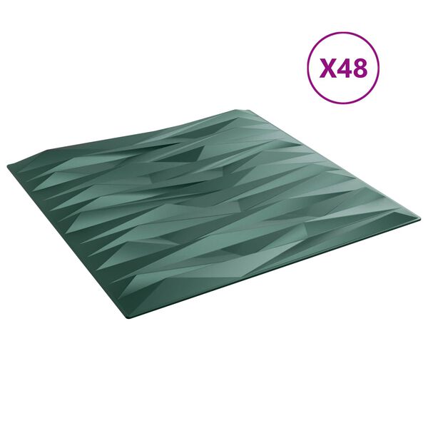 vidaXL Seinapaneelid 48 pcs Kivi Roheline 50 x 50 cm XPS Vaht