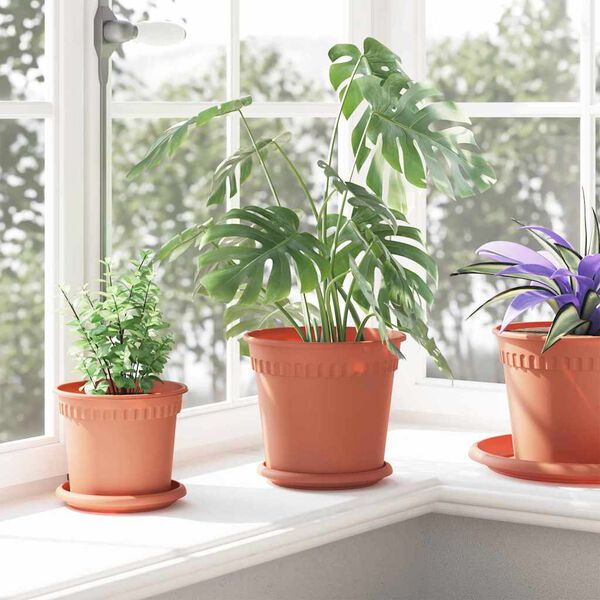 vidaXL &Uuml;mmargune lillepott 24 pcs Kohviroosa &Oslash; 19 x 16 cm Plastmass