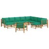 vidaXL 12-osaline aiamööbli komplekt roheliste patjadega, bambus