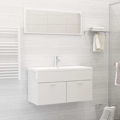vidaXL vannitoamööbli komplekt, kõrgläikega valge, puitlaastplaat