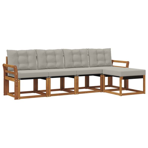 vidaXL V&auml;li diivanikomplekt padjaga 5 pcs Looduslik ja Hele Hall