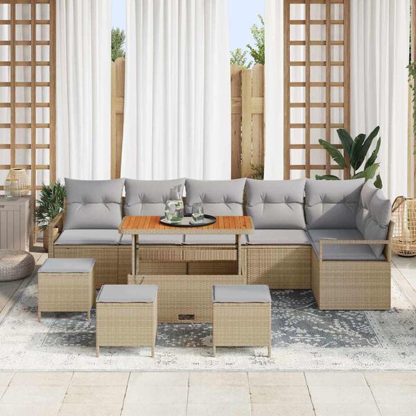 vidaXL Aia Diivanikomplekt padjaga padjaga 10 pcs Beež ja heledhall