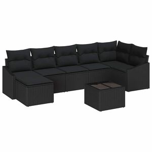 vidaXL Aia Diivanikomplekt padjaga ladustamisega 8 pcs Must pol&uuml;rotang