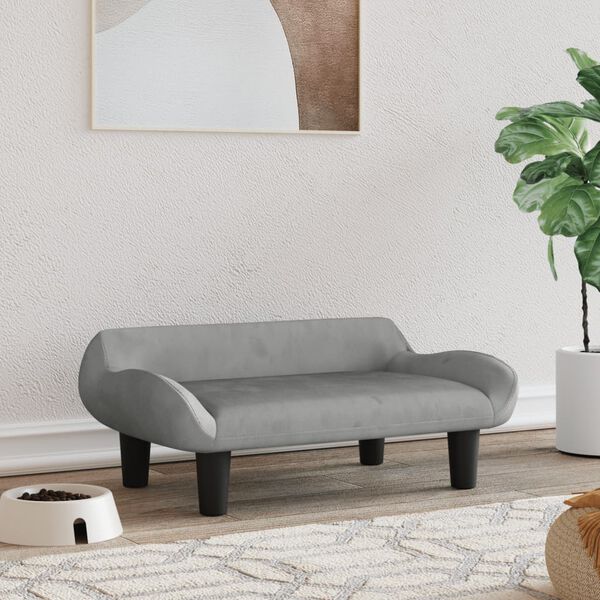 vidaXL koeravoodi, helehall, 70 x 40 x 24 cm, samet