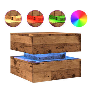 vidaXL LED-tuledega kohvilaud, vana puit, 50 x 50 x 40 cm