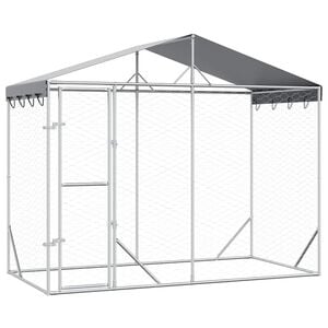 vidaXL katusega koeraaedik, h&otilde;bedane, 3x1,5x2,5 m, tsingitud teras