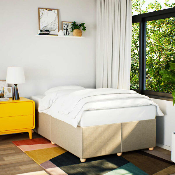 vidaXL voodiraam ilma madratsiga, kreemjasvalgest, 120x190 cm, kangas