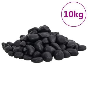vidaXL poleeritud veerkivi 10 kg, must, 2-5 cm