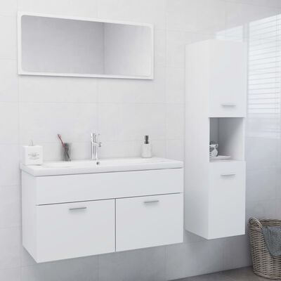 vidaXL vannitoamööbli komplekt, valge, puitlaastplaat