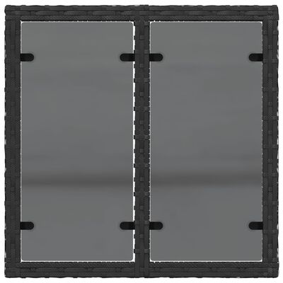 vidaXL aialaud klaasplaadiga, must, 55 x 55 x 37 cm polürotang