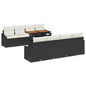 vidaXL Aia s&ouml;&ouml;gilaudade komplekt padjaga 9 pcs Must ja kreem