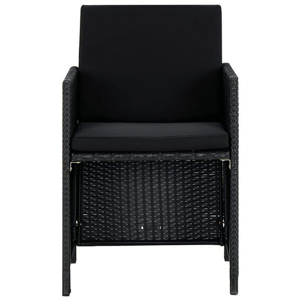 vidaXL 9-osaline aiamööblikomplekt patjadega, polürotang, must