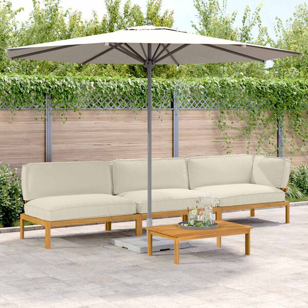 vidaXL Diivanikomplekt padjaga 4 pcs cream Tugev akatsiapuu