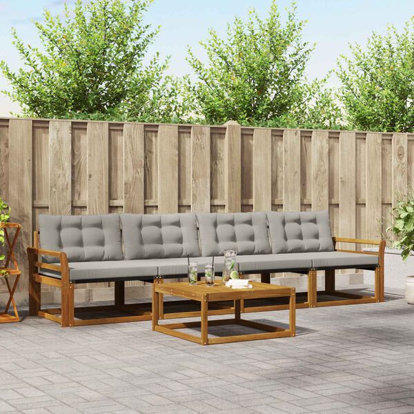 vidaXL V&auml;li diivanikomplekt padjaga 5 pcs Looduslik ja Hele Hall