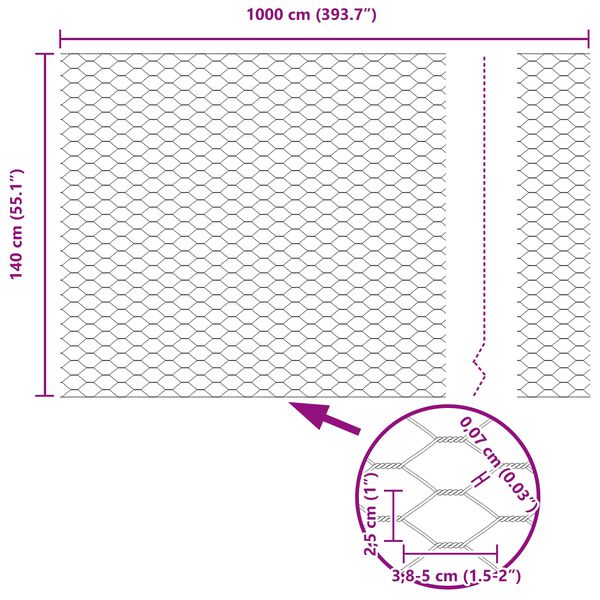 vidaXL Heksagonaalne tara Roheline 1.4 x 10 m Teras