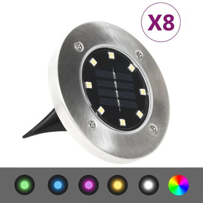 vidaXL päikesepatareidega maapinnavalgustid, 8 tk LED-tuledega, RGB