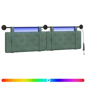 vidaXL Rippuv voodipeats LED-valgustusega Mere Roheline Samet