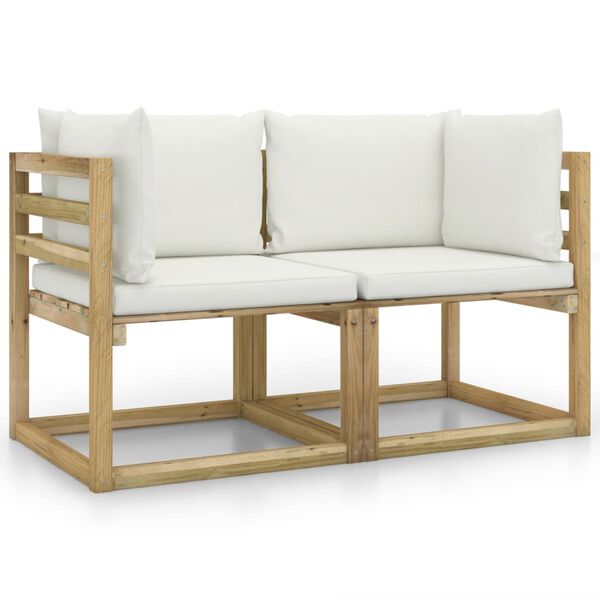 vidaXL kaubaalusest nurgadiivanid, padjad 2 tk roheimmutatud m&auml;nnipuit