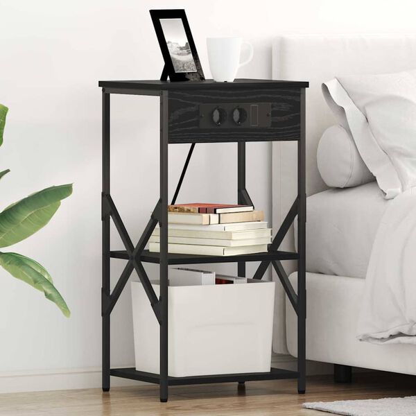 vidaXL &Ouml;&ouml;lambi kapp riiuliga Must tamm 41 x 31 x 76 cm Tehispuit