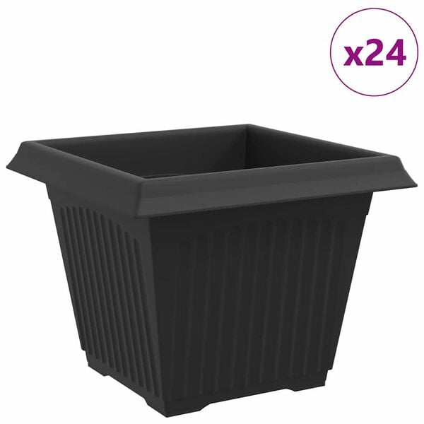 vidaXL Ruutlillepott 24 pcs Must 28,5 x 28,5 x 22 cm Plastmass