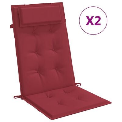 vidaXL kõrge seljatoega toolipadjad 2 tk, veinipunane, oxford kangas