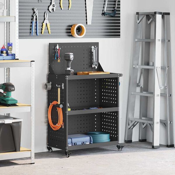 vidaXL Tööriistade käru Must 65 x 35 x 111 cm Külmvaltsitud teras