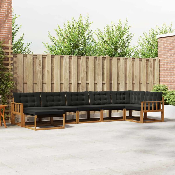 vidaXL V&auml;li diivanikomplekt 21 pcs Looduslik ja must Tugev akatsiapuu