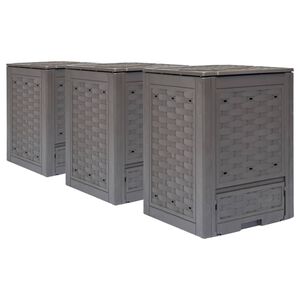 vidaXL aiakompostrid 3 tk, pruun, 60 x 60 x 83 cm, 900 l, plastrotang
