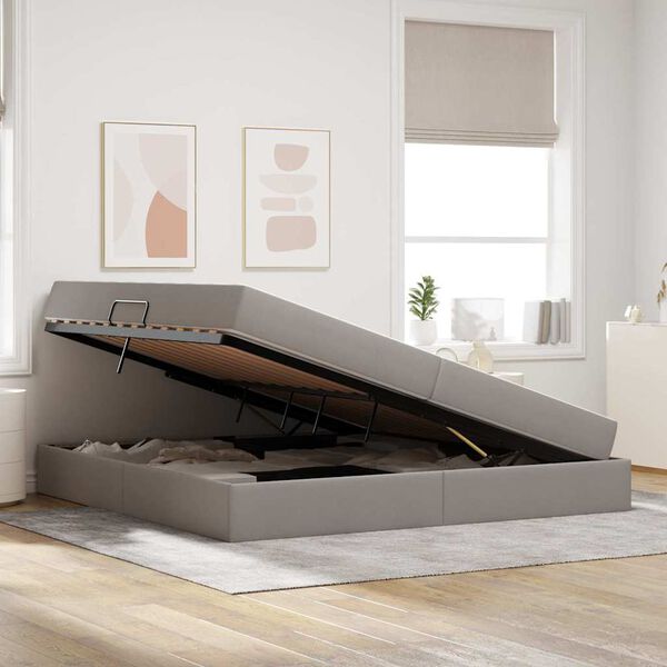 vidaXL Voodi hoiukohaga ja madratsiga Pruunikashall 200 x 200 cm