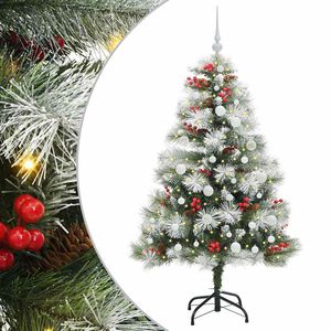 vidaXL Tehisj&otilde;ulupuu Roheline ja valge 150 cm PVC, metall ja plastik